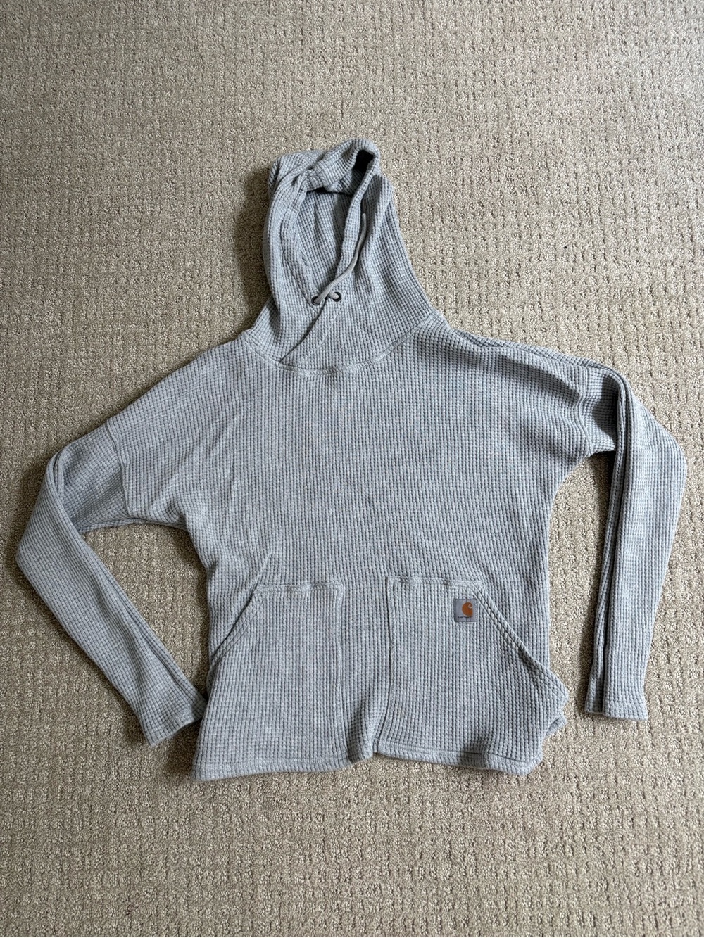 Carhartt Women's Light Gray Waffle-Knit Hooded Pullover